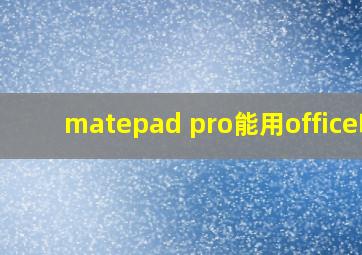 matepad pro能用office吗